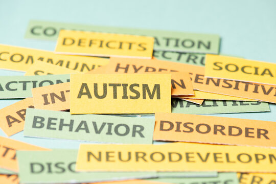 ASD autism neurodevelopmental spectrum disorder, deficits in social communication and interaction, brain with impairment, hypersensitivity and abnormalities