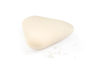 One eraser and scraps isolated on white