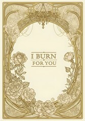 Vintage Floral Frame with "I Burn For You" Text Design