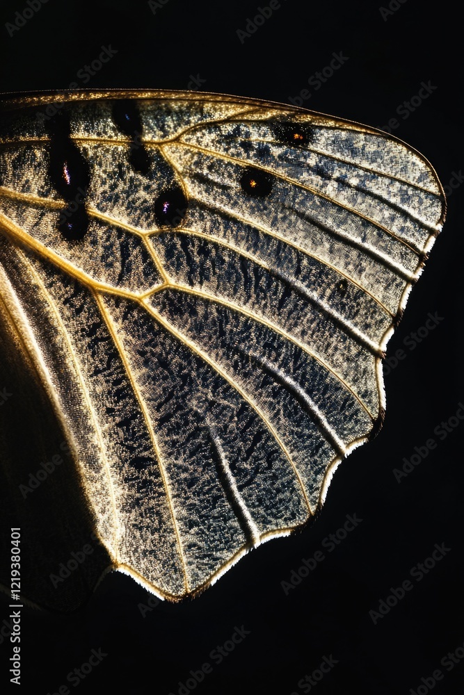 Poster close-up of a butterfly on a dark background, ideal for use in designs that need a pop of color and 