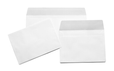 Envelopes isolated on white, top view. Mockup for design