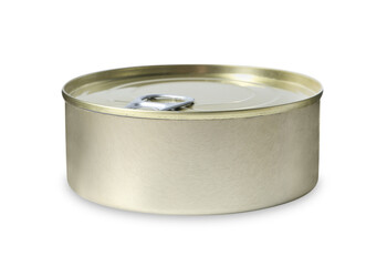 One closed tin can isolated on white