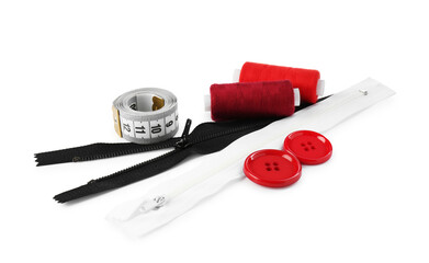 Threads and other sewing supplies isolated on white