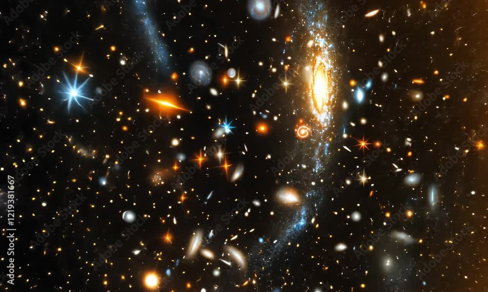 Poster vast expanse of distant galaxies and cosmic structures captured in deep space exploration