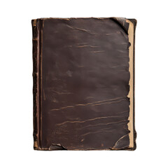 Fototapeta premium Worn vintage book with dark leather cover and aged pages showing historical character
