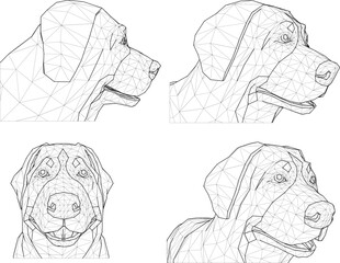 vector sketch closeup design of hunting dog animal head for home pet 