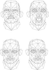 vector sketch design collection of human facial expressions  