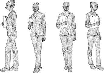 vector sketch design of nurse in hospital  