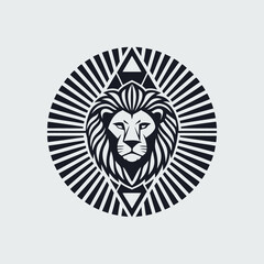 Geometric Lion Emblem with Symmetrical Design