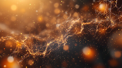 Artistic Representation of Cells Dividing with Glowing Edges and Abstract Particles

