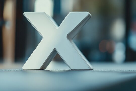 Close-up shot of a white letter X on a table, suitable for use in various educational or design contexts