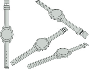 vector sketch of a youth watch design with a leather watch strap 