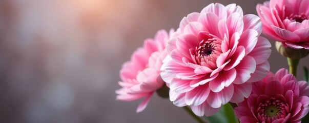 Fototapeta premium Vibrant pink and white ranunculus bouquet, soft focus , art, closeup