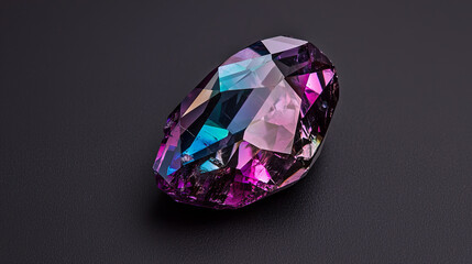 Fototapeta premium Stunning multifaceted gem showcasing vibrant colors illuminated against a dark background