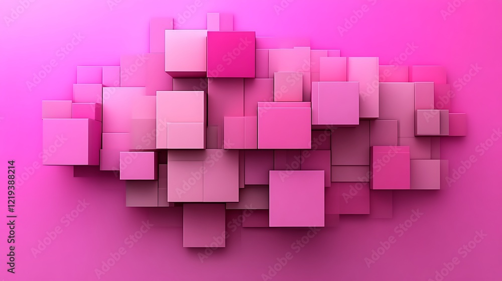 Poster abstract pink cube composition three dimensional design
