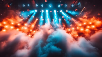 Stage Lighting Design With Blue And Orange Smoke