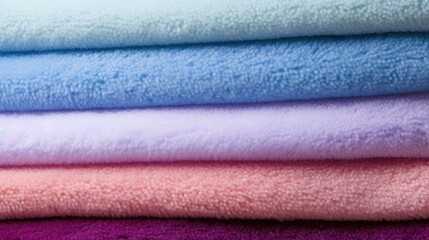 Soft Colorful Fleece Fabric Stack - Pastel Blue, Pink, Purple, and Lavender Textured Material for Cozy Blankets and Crafts