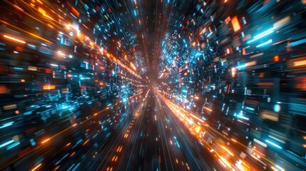 Fototapeta premium Abstract Digital Tunnel: A Journey Through Cyberspace