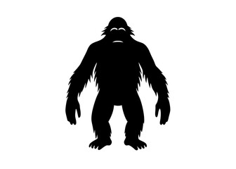 orangutan black silhouette vector, Simple silhouette Design vector icon with white background. Wild Animal Vector.  © Arnob
