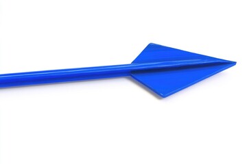 A single blue plastic arrow on a white background