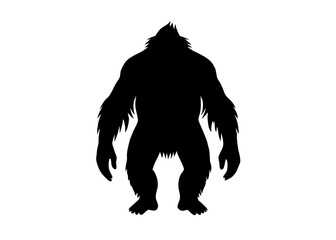 orangutan black silhouette vector, Simple silhouette Design vector icon with white background. Wild Animal Vector.	