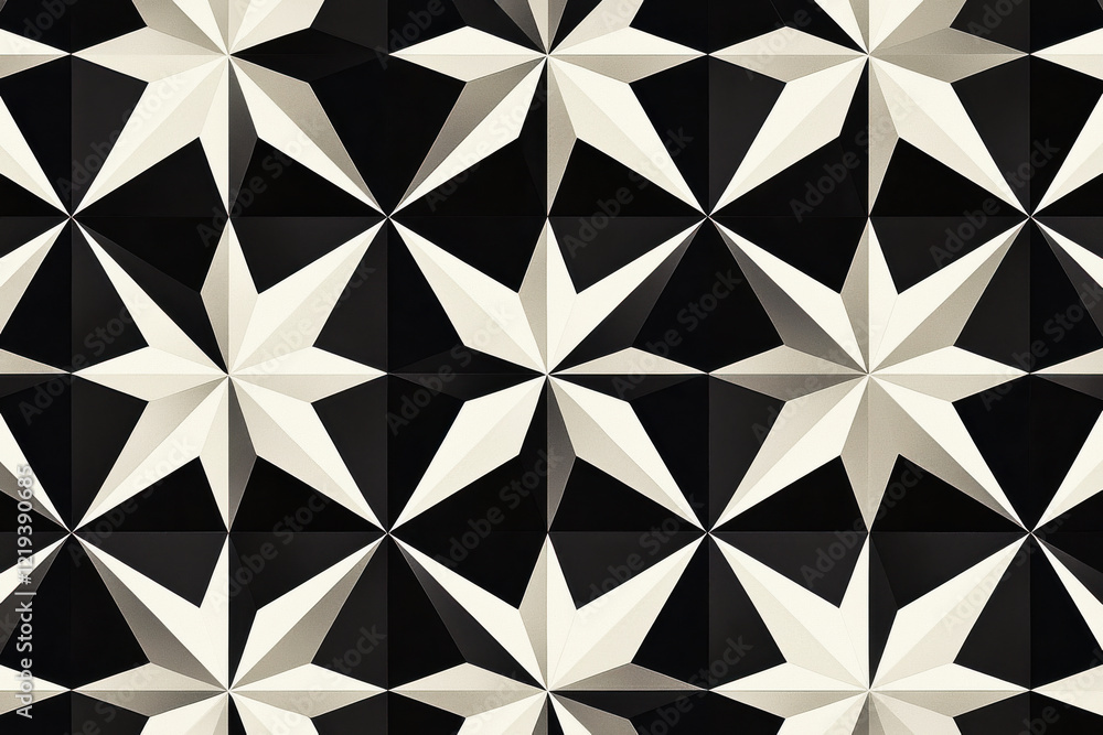 Poster nordic star pattern in monochrome tones showcasing bold minimalist design with symmetrical elements