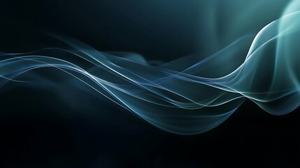 Abstract Teal Waves Dark Background Design