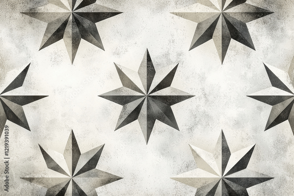 Poster nordic star pattern in muted gray and white tones showcases modern minimalist design with symmetrica