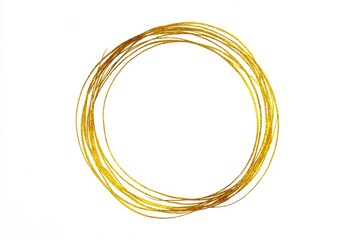 Handmade ornate circle made from gold colored thread