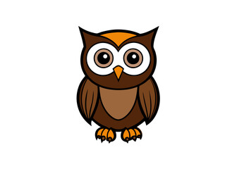 Obraz premium Owl vector, Simple color Design vector icon with white background. Wild Animal Vector. Bird vector, Cartoon vector, 2d vector 