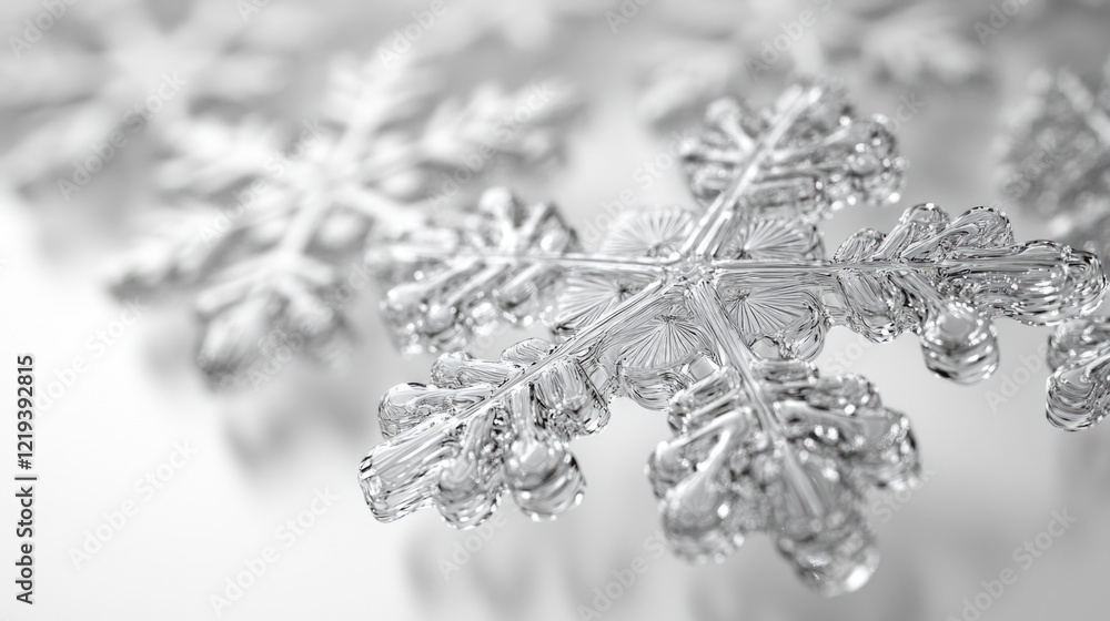 Poster a detailed view of a single snowflake on a table