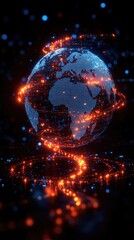 Obraz premium Global Network: Data Flows Vividly