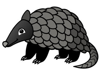 pangolin black silhouette vector, Simple silhouette Design vector icon with white background. Wild animal silhouette