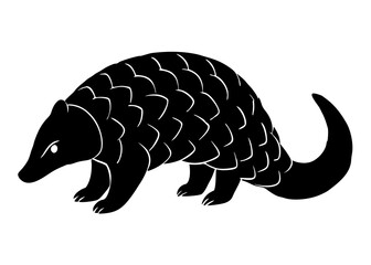 pangolin black silhouette vector, Simple silhouette Design vector icon with white background. Wild animal silhouette