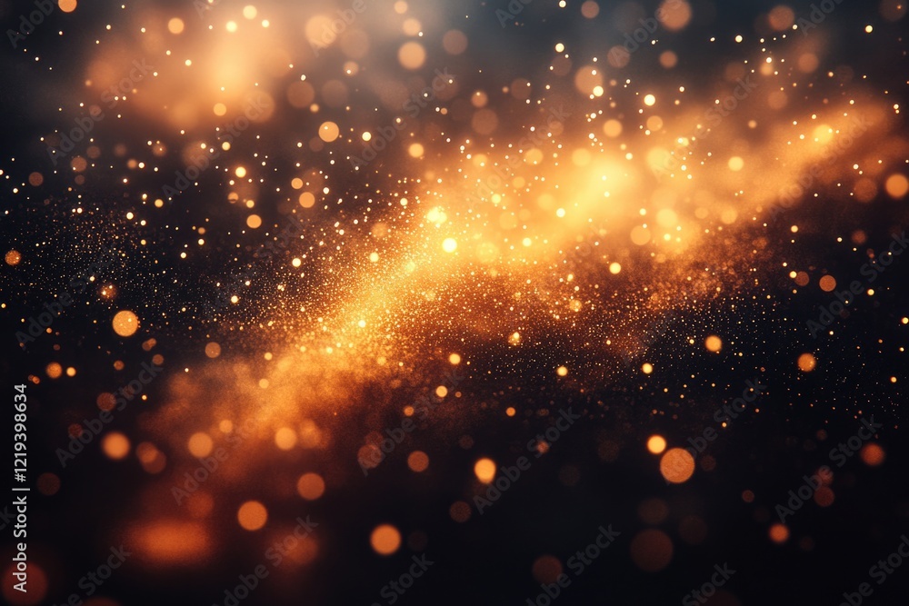 Poster a blurry image of a dark background with gold lights, suitable for use in a variety of settings wher