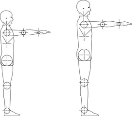 vector sketch of human articulated movement figure profile 