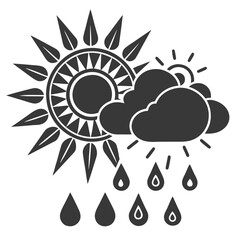 A stylized weather symbols sun rain High Quality Editable Vector Design and illustration