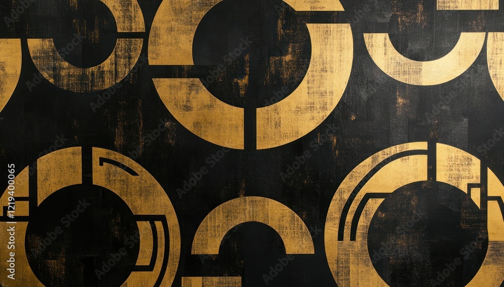 Poster abstract golden geometric shapes on a dark background creating a modern pattern