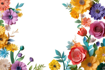 Obraz premium Colorful paper cut flower frame isolated on white background