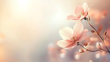 Obraz premium Delicate Peach Blossoms Bask in Soft Sunlight