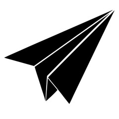paper airplane black silhouette vector, Simple silhouette Design vector icon with white background. Paper craft