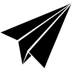 paper airplane black silhouette vector, Simple silhouette Design vector icon with white background. Paper craft