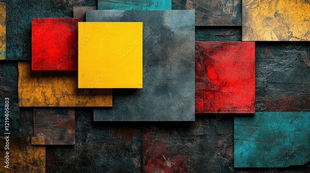Poster abstract geometric background with colorful squares.