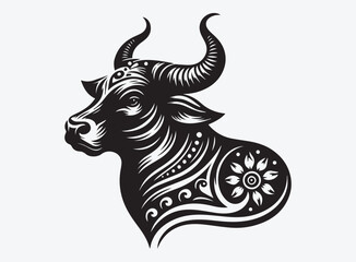 "Indian Ox Cow Vector Design for Traditional Farm Animal Illustrations Rustic Cattle Art for Digital, Print, and Agricultural Projects"