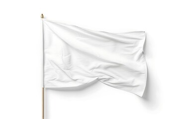 White flag waving in the wind isolated on white background. 3D Rendering