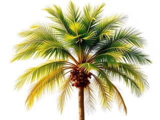 Vibrant Palm Tree Isolated on White - Clipping Path