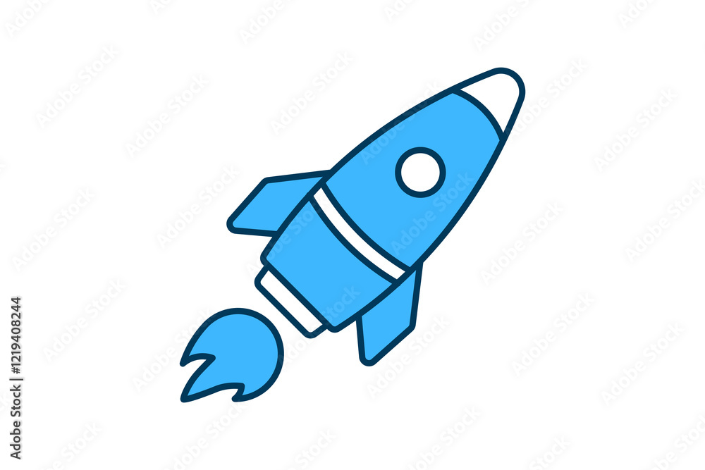 Poster rocket launch icon. icon related to star up. suitable for web site, app, user interfaces, printable 
