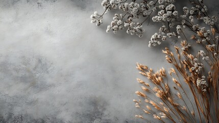 Dried Flowers and Grasses on Textured Background