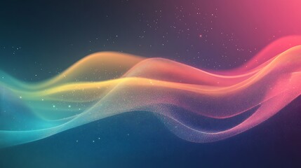 Abstract Colorful Waves Flowing Gently Across Dark Background