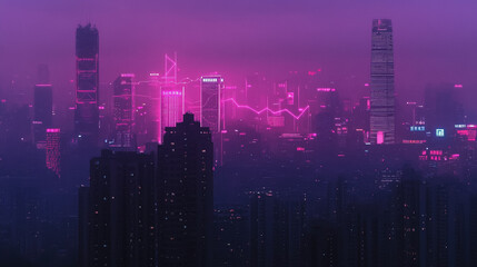 Smart digital Innovation city with connection network reciprocity over the twilight cityscape. of future smart wireless digital city and social media networking systems that connects people with city